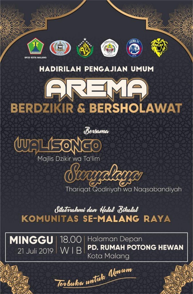 Minggu (21/7/2019) malam, Arema Berdzikir & Bersholawat