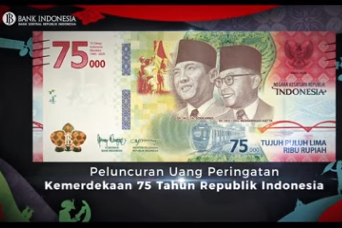 Uang pecahan Rp 75.000 tampak depan