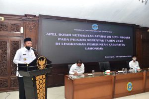 Bupati Lamongan Fadeli mengajak kepada seluruh Aparatur Sipil Negara (ASN) agar berhati-hati dalam bermedsos