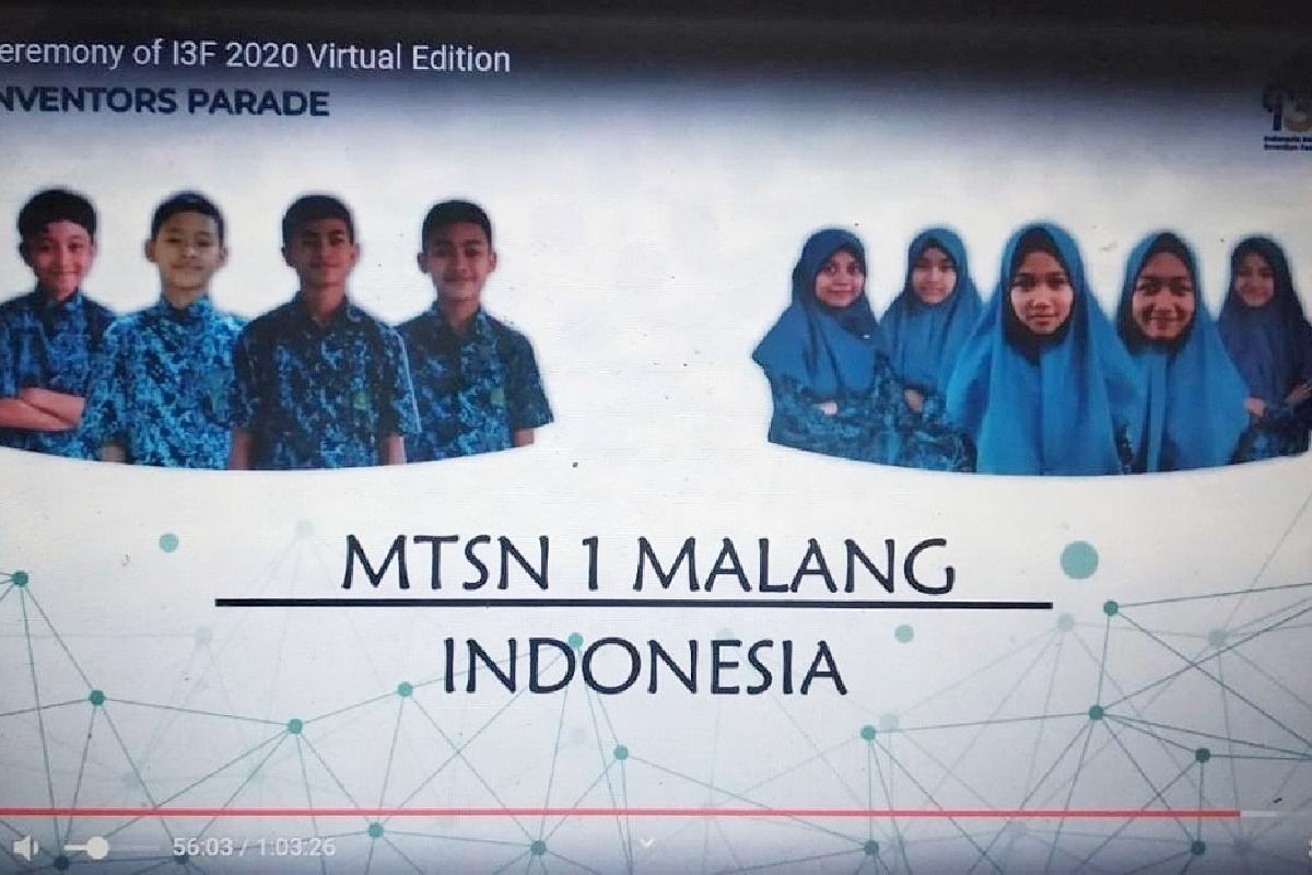Delegasi MTsN 1 Kota Malang dalam Indonesia International Invention Festival (I3F) 2020