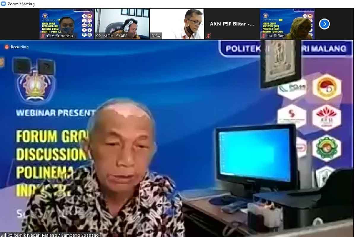 Bambang Soepeno menjelaskan Program Kampus Pendamping Kemitraan - Ditunjuk Dirjen Diksi, Polinema Dampingi Kemitraan Afiliasi Pendidikan Vokasi