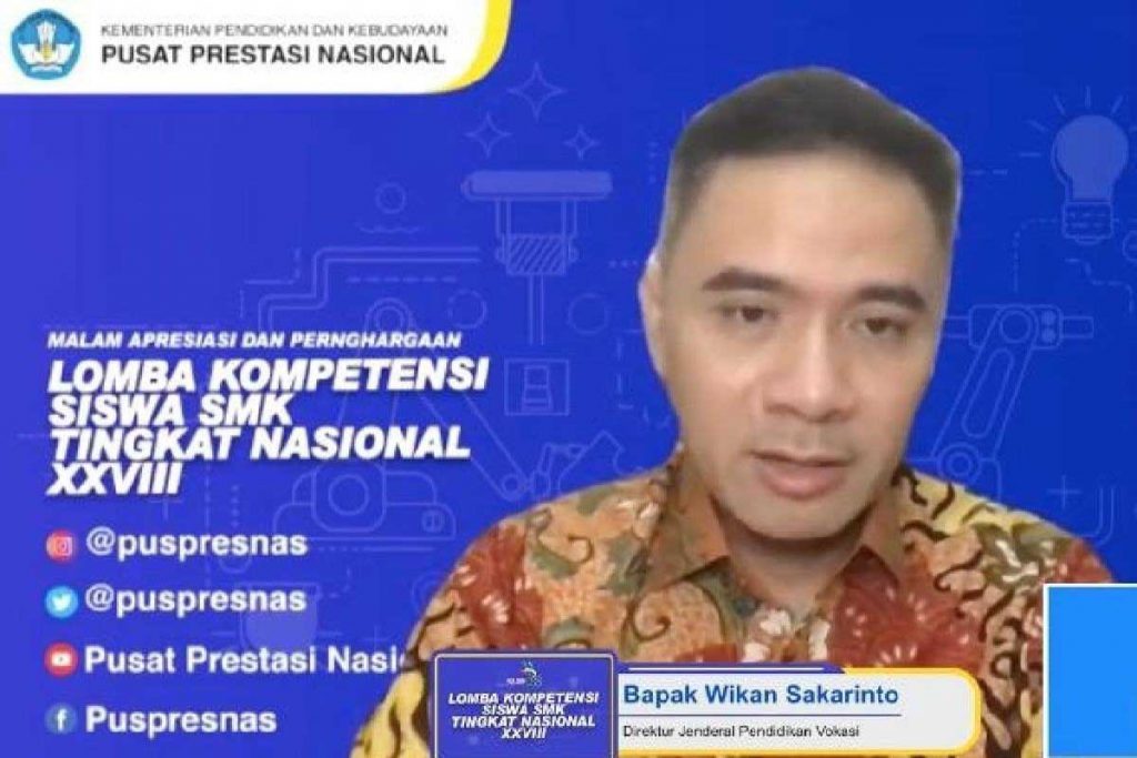 Dirjen Diksi Kemendikbud, Wikan Sakarinto, menutup LKS SMK 2020