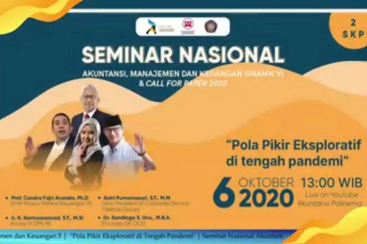 SNAMK V mengusung tema "Pola Pikir Eksploratif Di Tengah Pandemi"