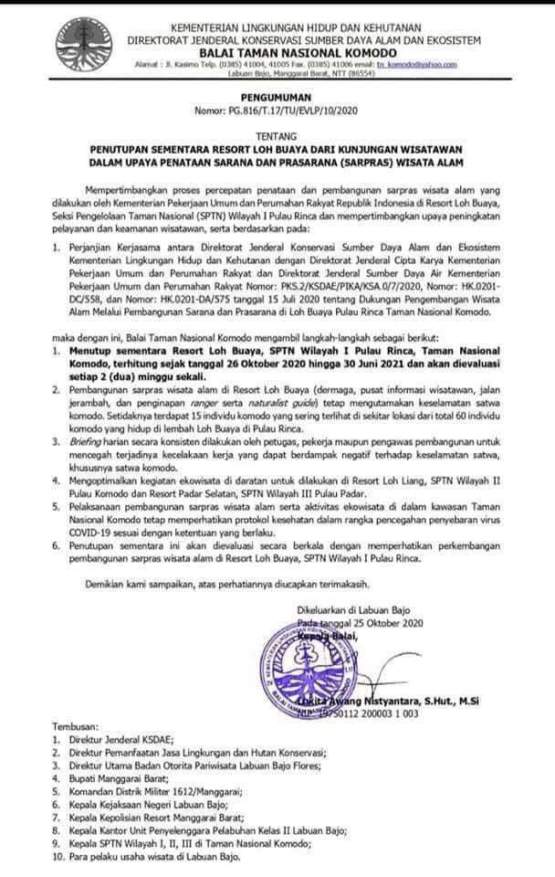 Surat pengumuman BTNK