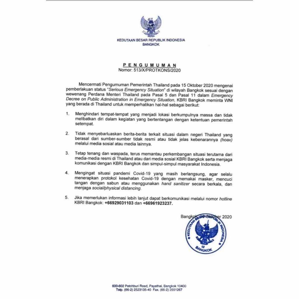Surat KBRI Bangkok