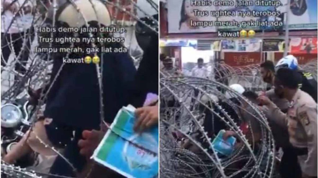 Video viral ibu tersangkut kawat berduri di TikTok