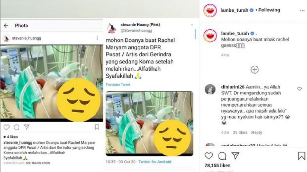 Rachel Maryam Pendarahan Hebat Usai Melahirkan 1 Kabar tentang Rachel koma