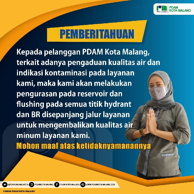 Pemberitahuan dan permintaan maaf PDAM Kota Malang