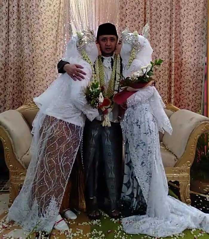 Pernikahan Ra Karror bersama dua istri di pelaminan. (ist)