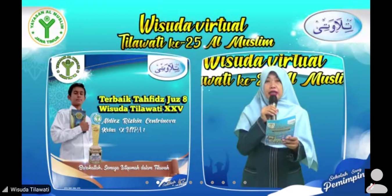WISUDA VIRTUAL - Sebanyak 167 siswa dan siswi SD, SMP dan SMA Al Muslim JL Raya Wadungasri, Kecamatan Waru, Sidoarjo diwisuda secara virtual, Sabtu (14/11/2020) - 167 Siswa Siswi Al Muslim Turut Wisuda Tilawati Secara Virtual