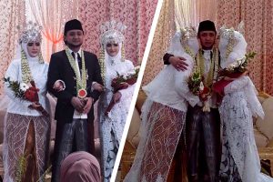 Viral Pernikahan Seorang Pria dengan 2 Pengantin Wanita di Pelaminan