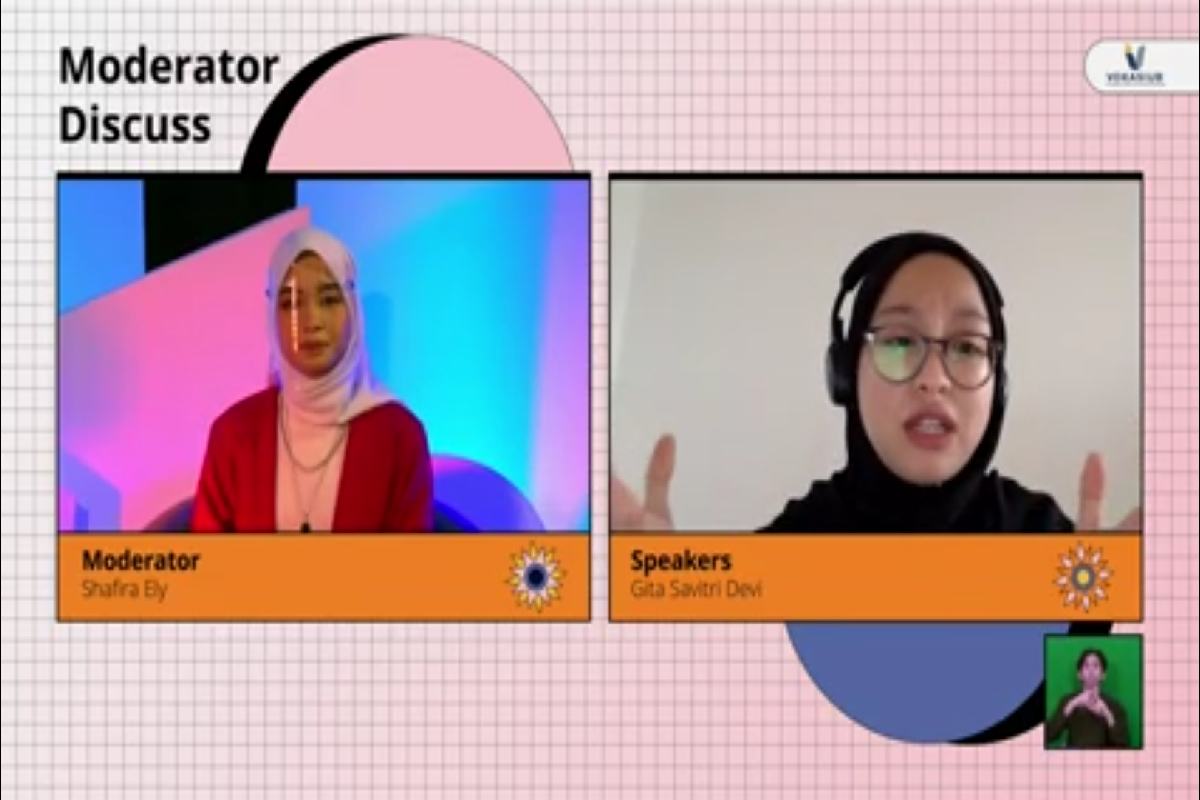 Pemaparan pemateri dalam Webinar Creanomic “Millenial Bisa Apa?" - Konsisten Kunci Sukses Bisnis