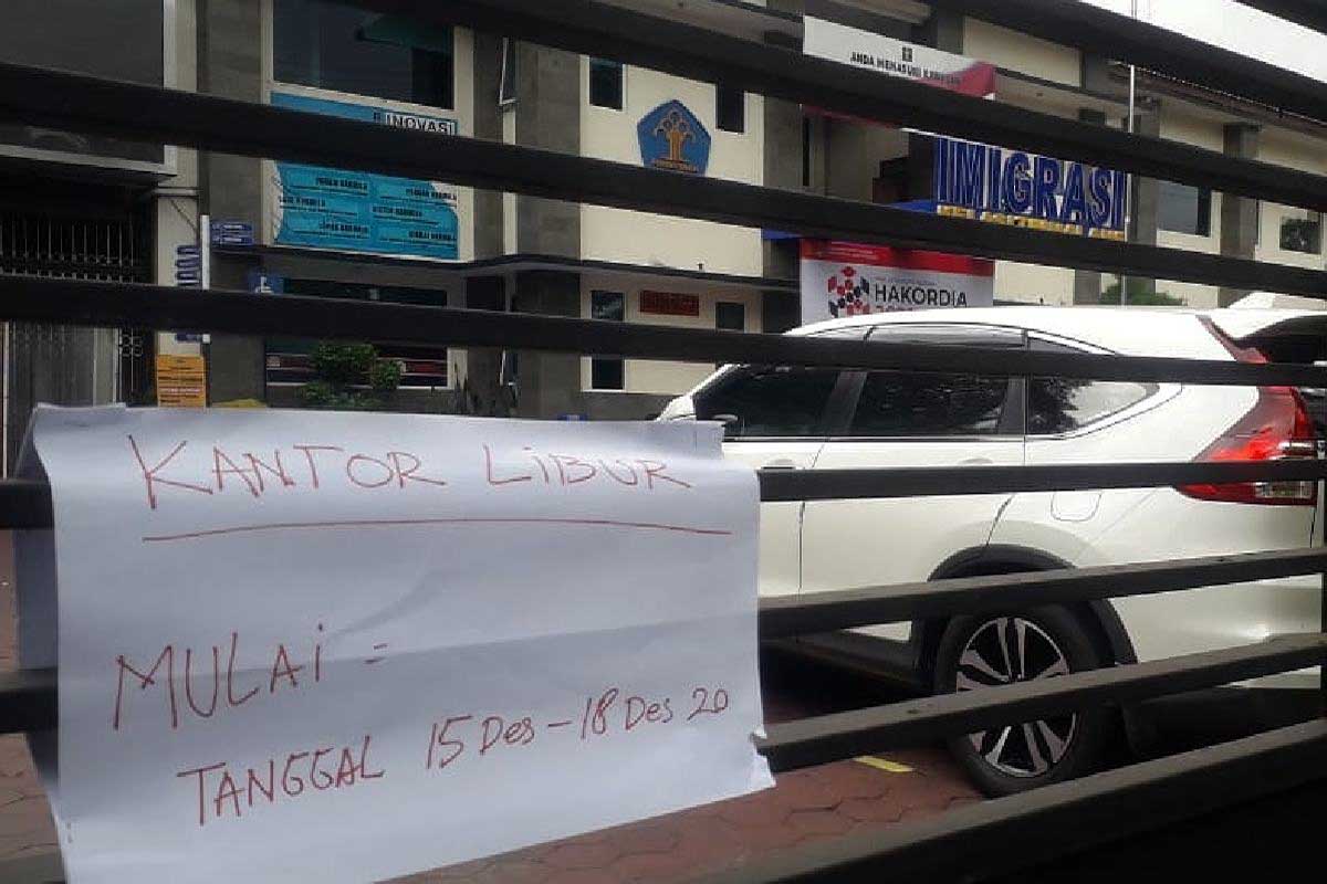 Kantor Imigrasi Kelas I TPI Malang tutup layanan. (rhd) - Sterilisasi Kantor Imigrasi Kelas I TPI Malang Tutup Layanan 15-18 Desember