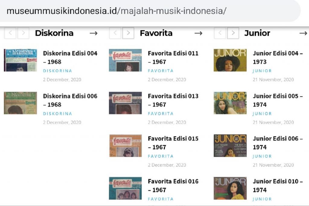 Dokumentasi digital di laman museummusikindonesia.com. (rhd) - Transformasi Digital ala MMI Abadikan Sejarah Musik di Indonesia