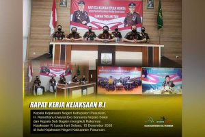 Pelaksanaan Raker Kejagung RI secara virtual di Kejari Kabupaten Pasuruan - Kejari Kabupaten Pasuruan Siap Sukseskan Pemulihan Ekonomi