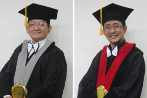 Prof Dr Drs Luqman Hakim, MSc, dan Prof Dr Rachmad Safaat, SH, MSi. (ist) - Pamungkas Tahun, UB Kukuhkan Profesor dari FIA dan FH