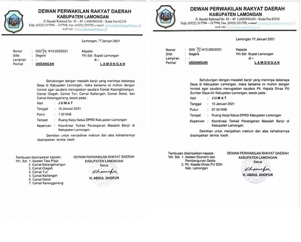 DPRD Lamongan Koordinasi dengan Eksekutif Terkait Penanganan Banjir yang Melanda di Beberapa Desa