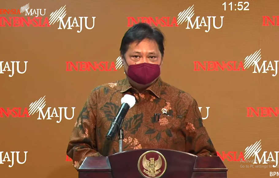 Menko Perekonomian Airlangga Hartarto. (ist) - PSBB Jawa Bali Mulai 11 Januari 2021