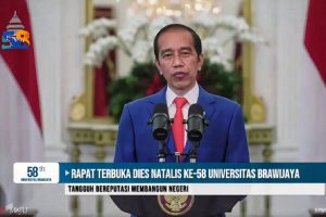 Presiden RI, Joko Widodo memberikan sambutan. (ist) - Presiden Jokowi Dorong Kolaborasi Industri dan Hilirisasi Inovasi UB