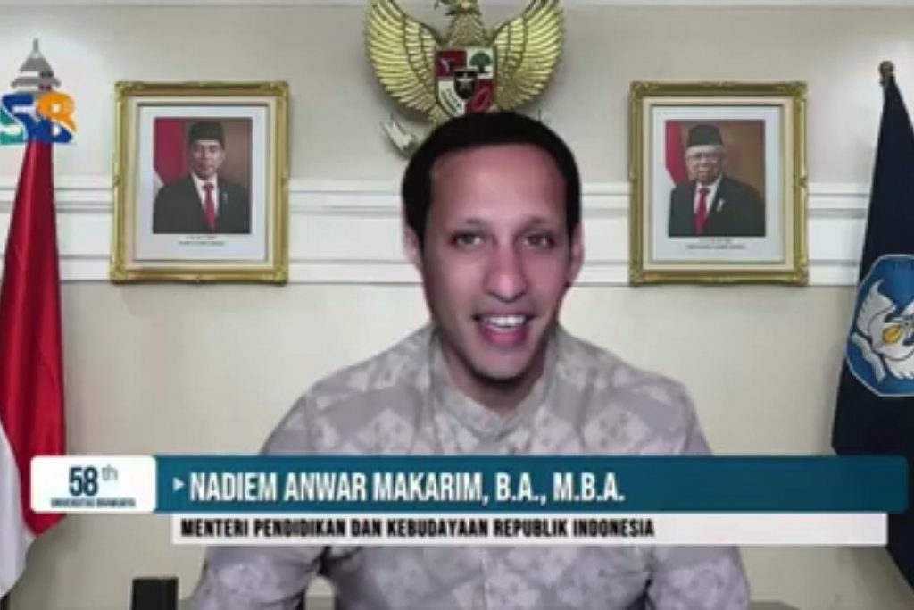 Mendikbud Nadiem Makarim. (ist) - Presiden Jokowi Dorong Kolaborasi Industri dan Hilirisasi Inovasi UB