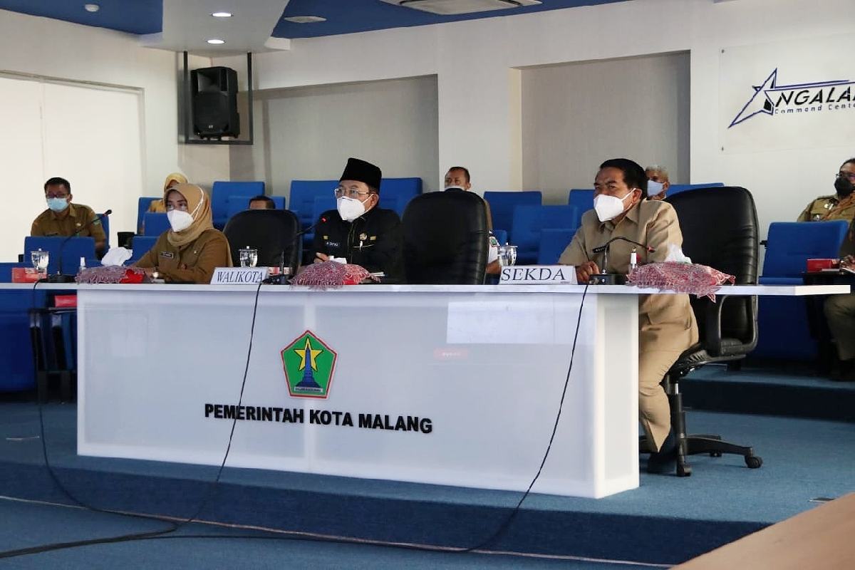 Walikota dan Forkopimda Kota Malang virtual PPKM. (ist) - Optimalkan PPKM, Pemkot Malang Perkuat Kampung Tangguh