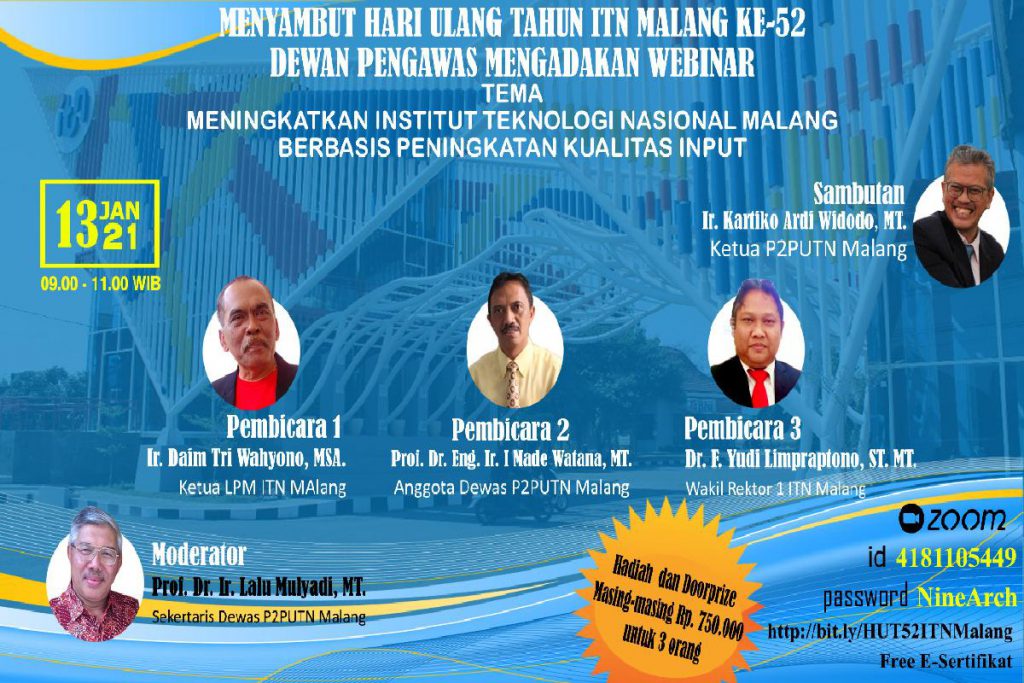 Webinar Dies Natalis 52 ITN Malang. (ist) - Jelang Dies Natalis 52, ITN Malang Dorong Peningkatan SDM Sivitas Akademik