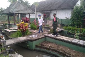 Saat meninjau halaman belakang Koramil Blimbing. (rhd) - Koramil Blimbing - Rumah Prestasi 3G Siap Bersinergi Wujudkan Makoramil Percontohan Berwawasan Lingkungan