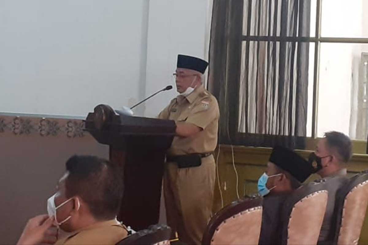Bupati Malang memberikan sambutan dalam Musrenbang 2021 Kabupaten Malang. (ws2) - Musrenbang 2021, Pemkab Malang Tak Batasi Anggaran Kegiatan Desa