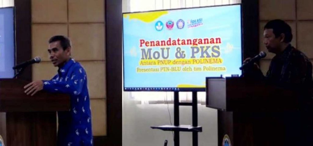 Direktur PNUP dan Direktur Polinema. (ist) - PNUP - Polinema Jalin MoU dan PKS - Terkait Pendampingan Penyusunan Dokumen BLU dan Presentasi PTN-BLU