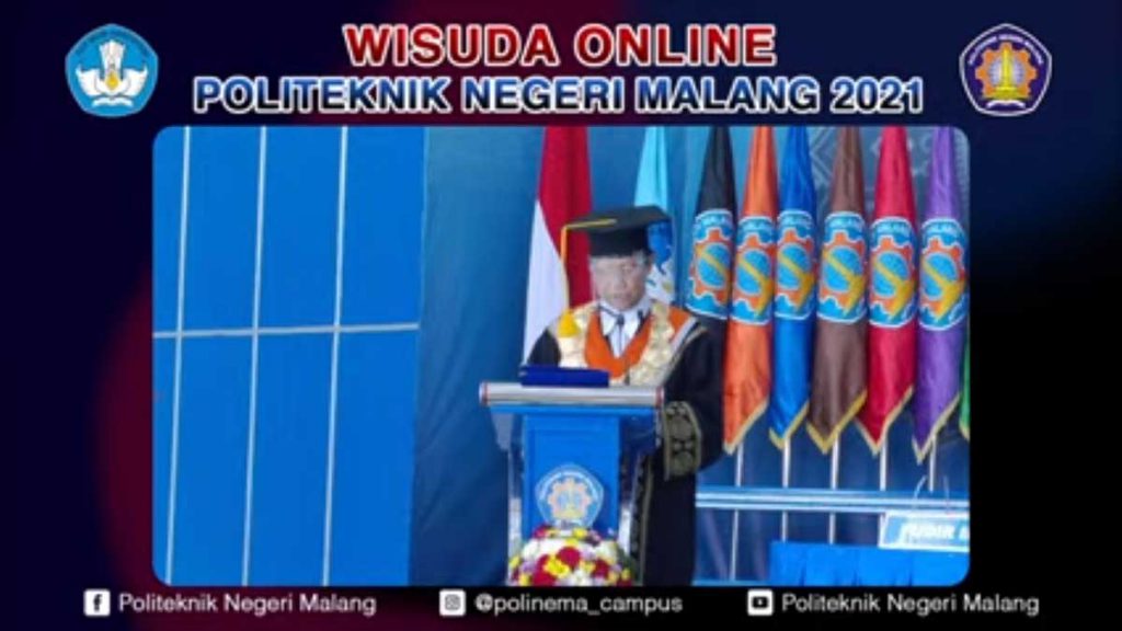 Direktur Polinema, Drs Awan Setiawan, MMT, MM, membacakan pidato wisuda. (ist) - Polinema Wisuda 558 Lulusan Secara Online
