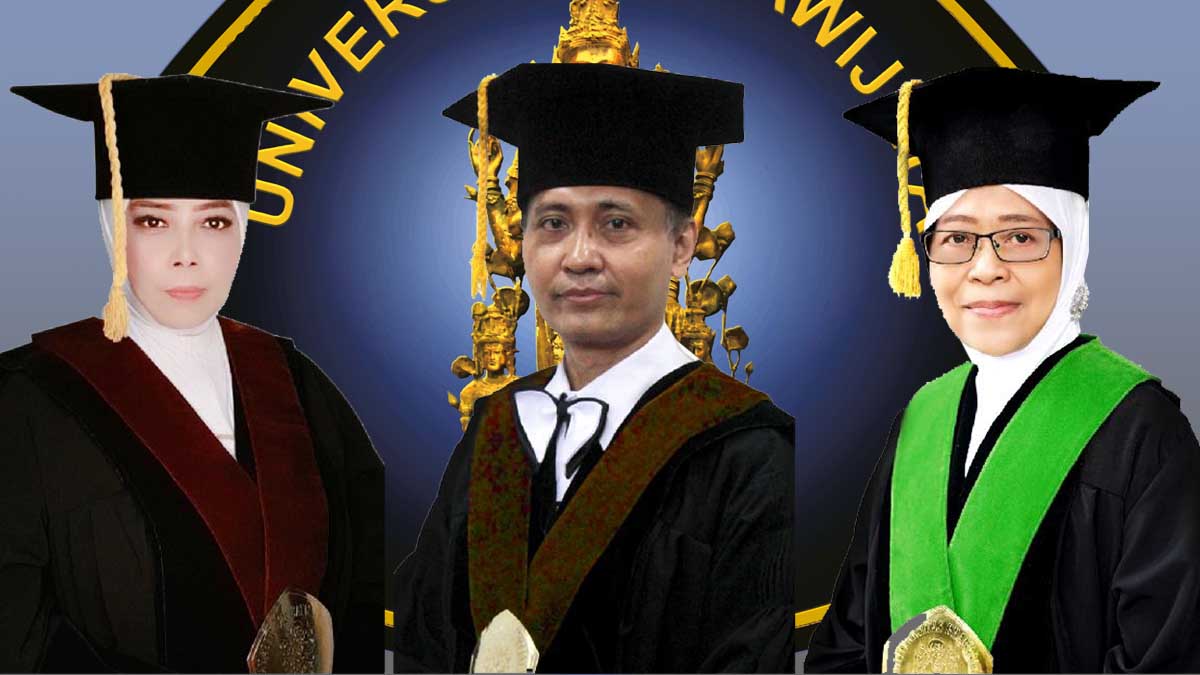 Prof Dr Ir Nurul Isnaini, MP; Prof Dr Ir Muhammad Halim Natsir, SPt, MP; dan Prof Dr Ir Ludji Pantja Astuti, MS. (rhd) - UB Kukuhkan Tiga Profesor Bidang Peternakan dan Pertanian