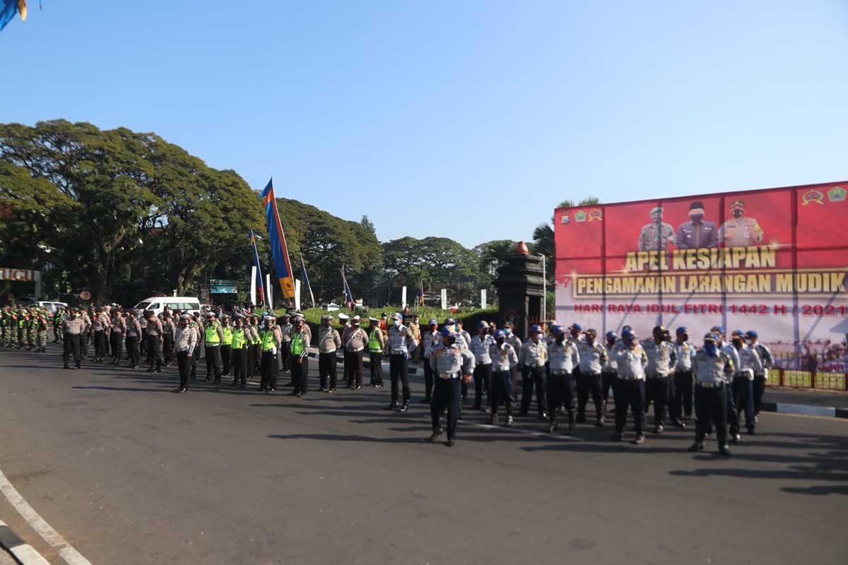 Apel Kesiapan Pengamanan Larangan Mudik Hari Raya Idul Fitri 1442 H. (ist) - Walikota Malang Pertegas Larangan Mudik Idul Fitri 1442 H