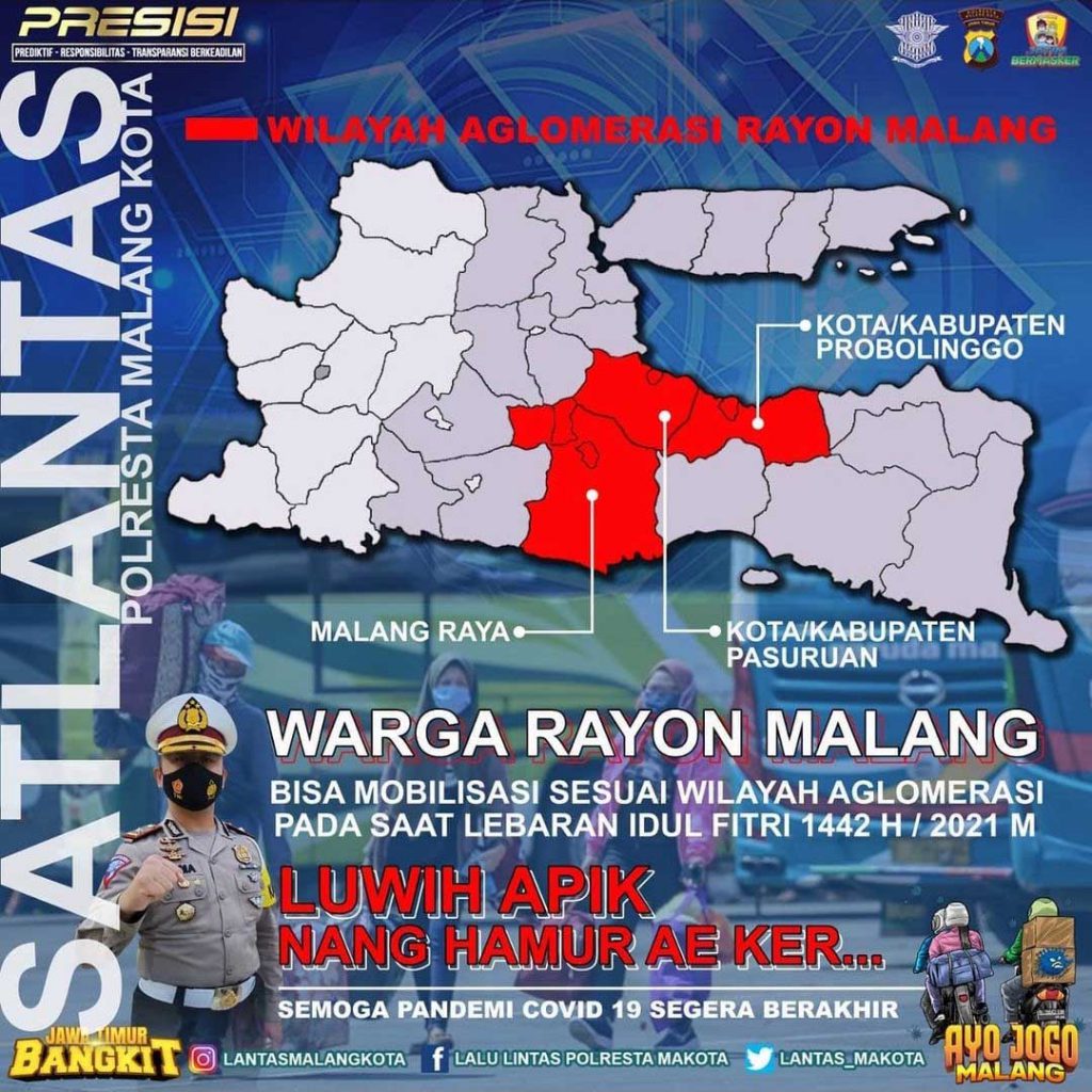 Himbauan Polresta Malang Kota. (ist) - Aglomerasi Malang Raya-Pasuruan-Probolinggo Diperbolehkan Mudik Lokal