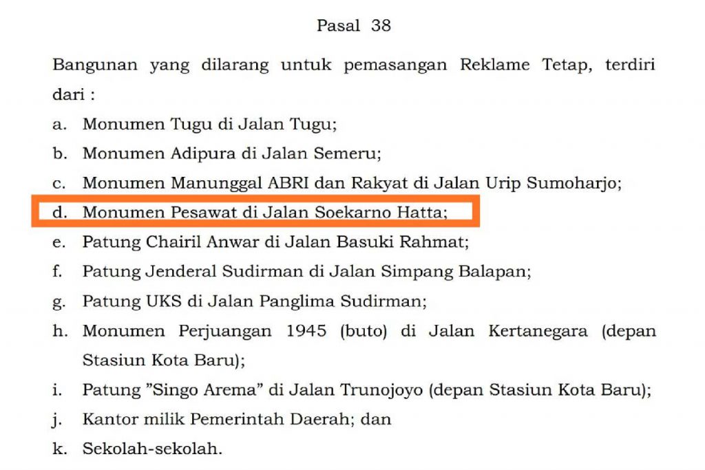 Tuai Kontroversi, Pemkot Panggil Pihak Terkait Reklame Monumen Pesawat Soehat 1 Perwal 27 tahun 2015 tentang Penataan Reklame. (ist) - Tuai Kontroversi, Pemkot Panggil Pihak Terkait Reklame Monumen Pesawat Soehat