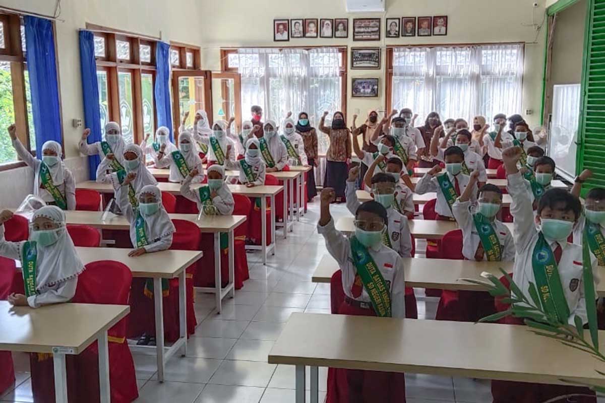 Simulasi Pembelajaran Tatap Muka di SDN Kasin. (ist) - Simulasi Luring, SDN Kasin Siap Pembelajaran Tatap Muka 19 April 2021