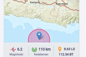 Ilustrasi gempa berpusat di Blitar. (ws1) - Gempa Blitar 6,2 SR Terasa di Malang, Tak Berpotensi Tsunami