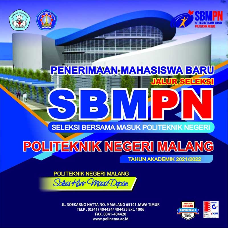 Jalur SBMPN Polinema. (ist) - Polinema Buka Jalur SBMPN 2021 pada 10 Mei-10 Juni