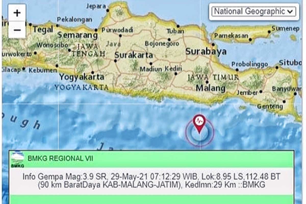 Ilustrasi gempa terakhir di Kabupaten Malang dengan kekuatan 3.5 SR. (jaz) - Isu Gempa 8.7 SM - Tsunami 30 Meter Hanya Prediksi Skenario Mitigasi