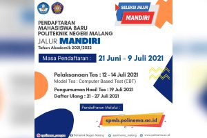 PMB Polinema Jalur Mandiri 2021/2022. (ist) - Polinema Buka PMB Jalur Mandiri, Subdisi 50 Persen Bagi PSDKU Pamekasan
