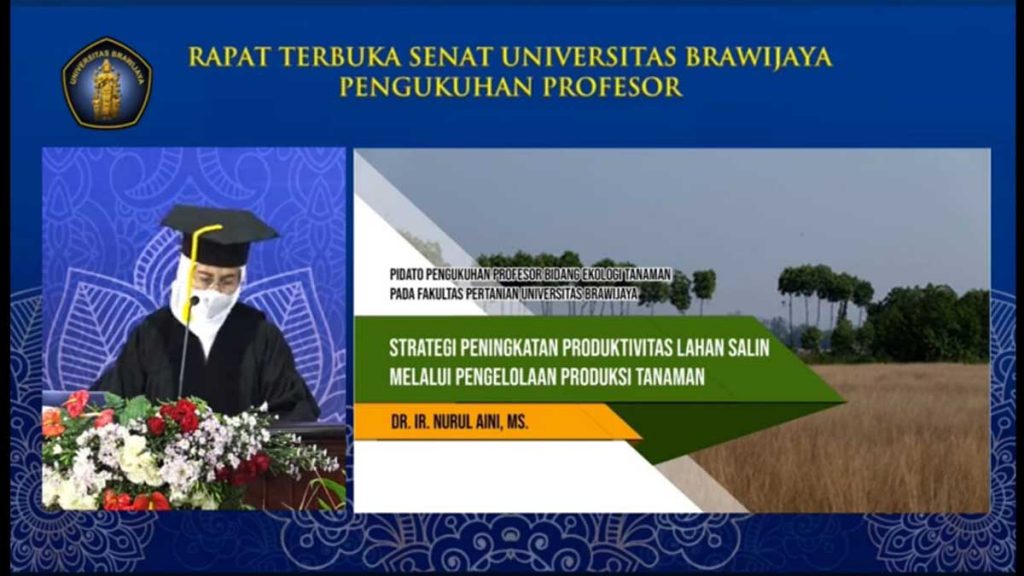 Prof Dr Ir Nurul Aini, MS, saat memaparkan pidato pengukuhan Profesor. (ist) - UB Kukuhkan Duo Srikandi Profesor - Bidang Ilmu Kimia Analitik dan Ilmu Ekologi Tanaman
