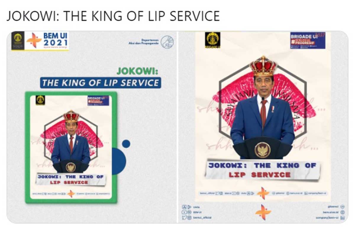 Unggahan BEM UI - Jokowi Dapat Julukan King Of Lip Service dari BEM UI