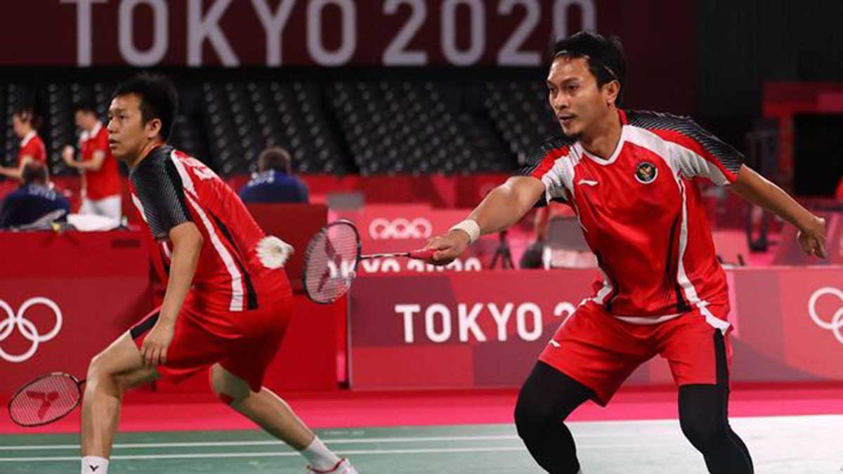 Atlet Ahsan/Hendra. (ist) - Ahsan/Hendra Pastikan Indonesia ke Semifinal Olimpiade Tokyo 2020