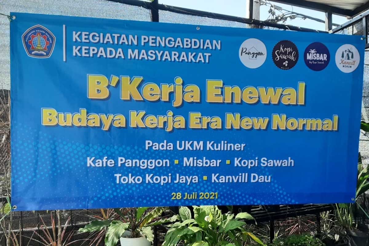 B’Kerja Enewal, pemahaman baru tentang menjalankan usaha di masa pandemi bagi UKM Kuliner. (ist) - B’Kerja Enewal, Kepedulian Polinema Bagi UKM Kuliner Jalankan Usaha di Masa Pandemi