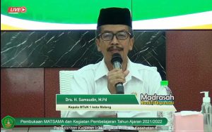 Kepala MTsN 1 Kota Malang, Drs Samsudin MPd. (rhd) - Kenalkan Lebih Dekat, Siswa Baru MTsN 1 Kota Malang Ikuti Matsama - Terapkan e-learning madrasah untuk pembelajaran daring