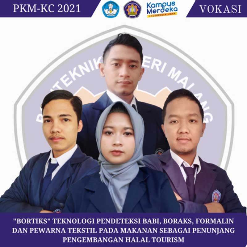 Tim Bortiks mahasiswa Polinema. (ist) - BORTIKS, Pendeteksi Kandungan Pengawet dan Kehalalan Makanan