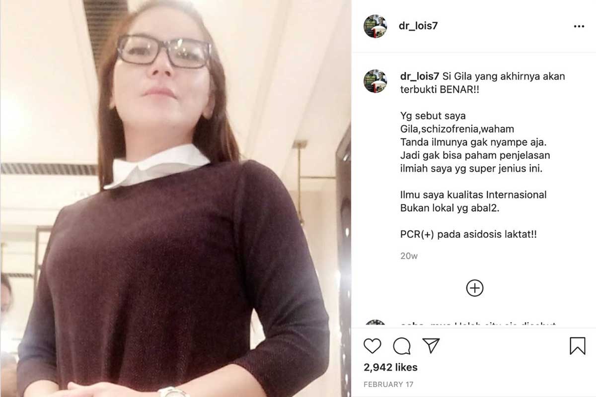 dr Lois. (ist) - Dokter Lois Ditangkap Buntut Pernyataan Tak Percaya Covid-19