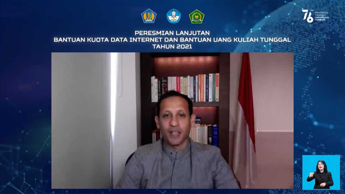 Mendikbud Ristek Nadiem Makarim. (ist) - Bantuan Kuota Internet Gratis Dilanjutkan Mulai September
