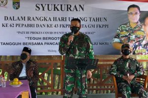 Dandim 0833 berikan sambutan tasyakuran HUT ke-62 PEPABRI dan HUT ke-43 PC KB FKPPI. (ist) - Dandim 0833 Apresiasi Komunitas Terlibat Penanganan Covid-19
