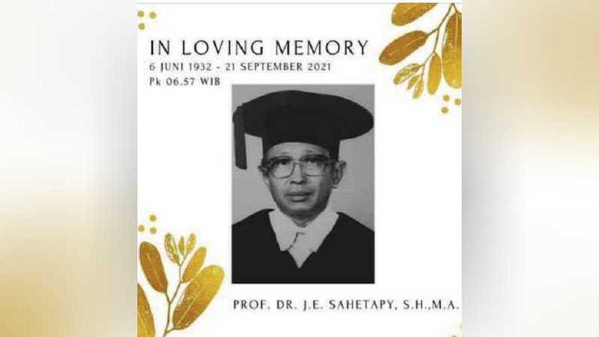 J.E Sahetapy. (ist) - Pakar Hukum JE Sahetapy Berpulang