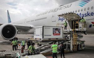 Kedatangan vaksin. (ist) - Tahap ke-73, Vaksin AstraZeneca Tambah Stok Vaksin Indonesia